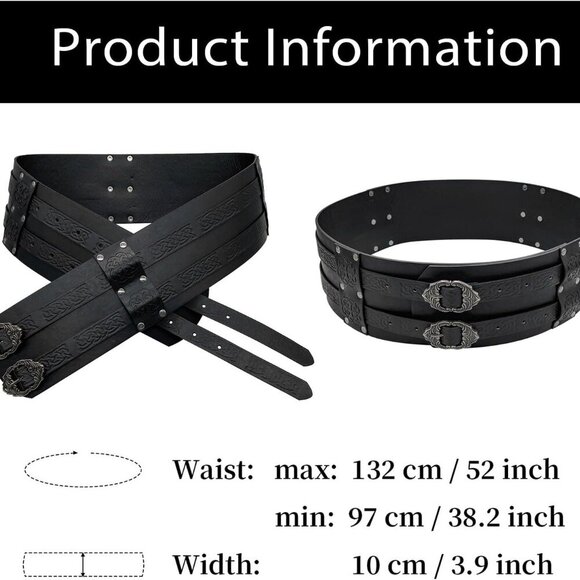 Viking Belt Wide Leather Armor Belt Medieval Belt for Men Women LARP - Picture 5 of 7